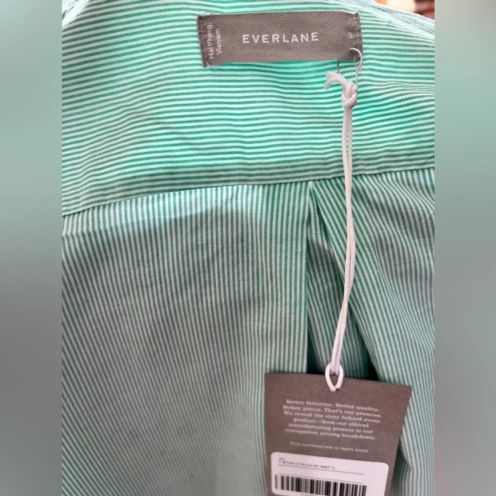 Everlane Green Pin Stripe Button Down Top NWT - Picture 7 of 7
